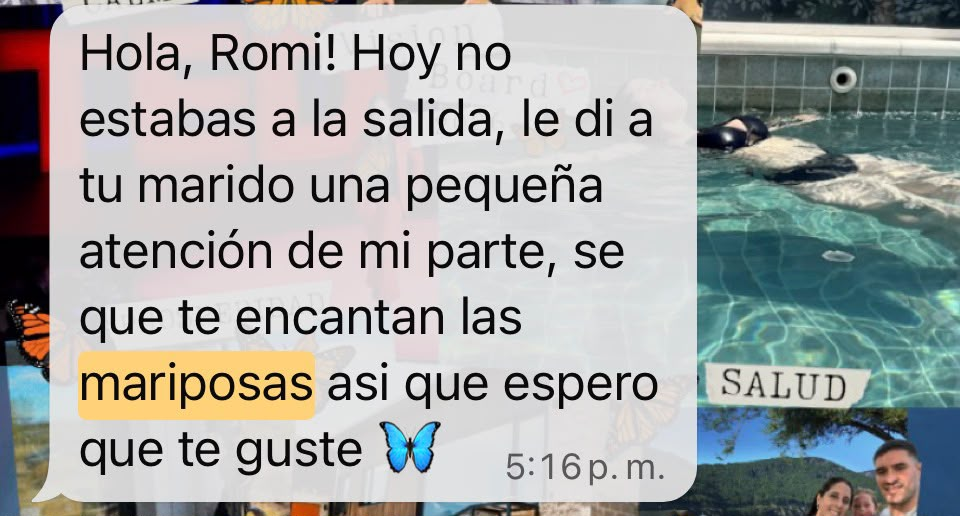 Mensaje de una persona que regaló una mariposa