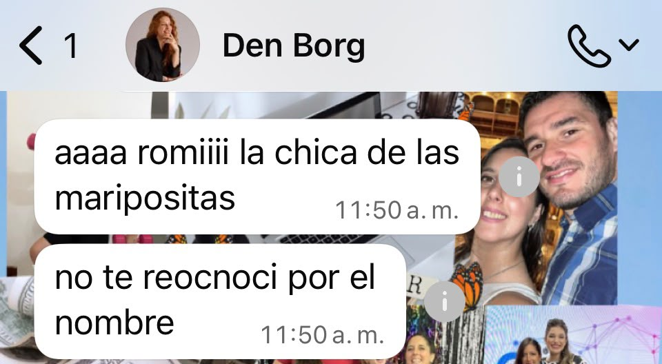 Mensaje que reconoce a Romi como la chica de las mariposas